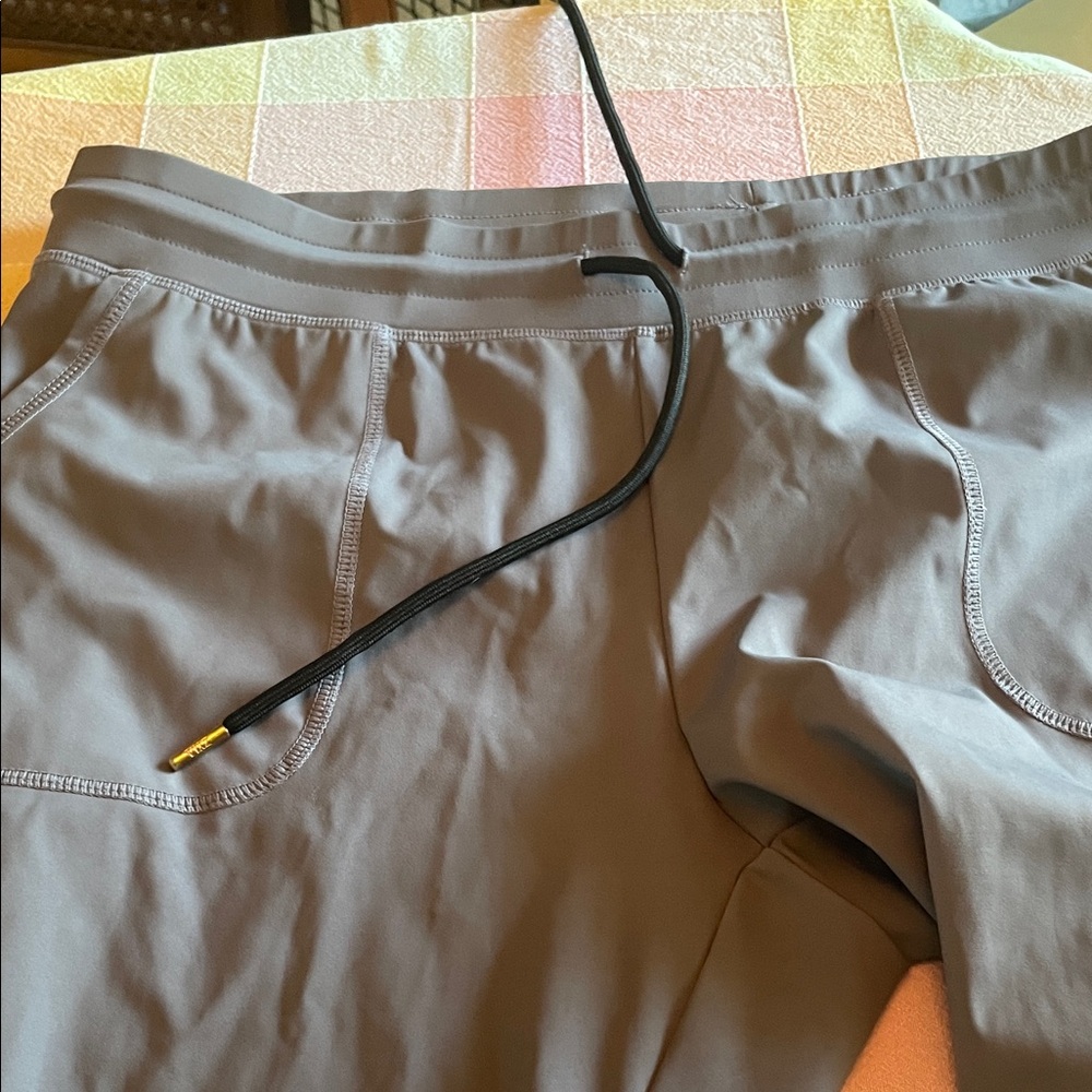 Gray Jogger Pants with Black Drawstring